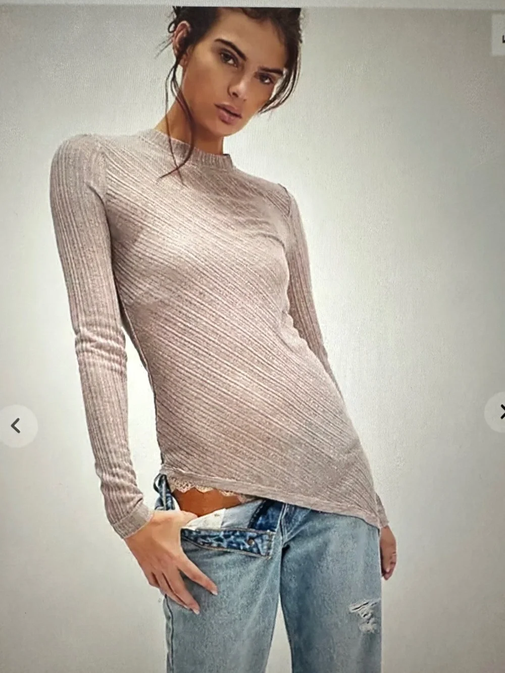ree People Another Round Long Sleeve top In Champayne.